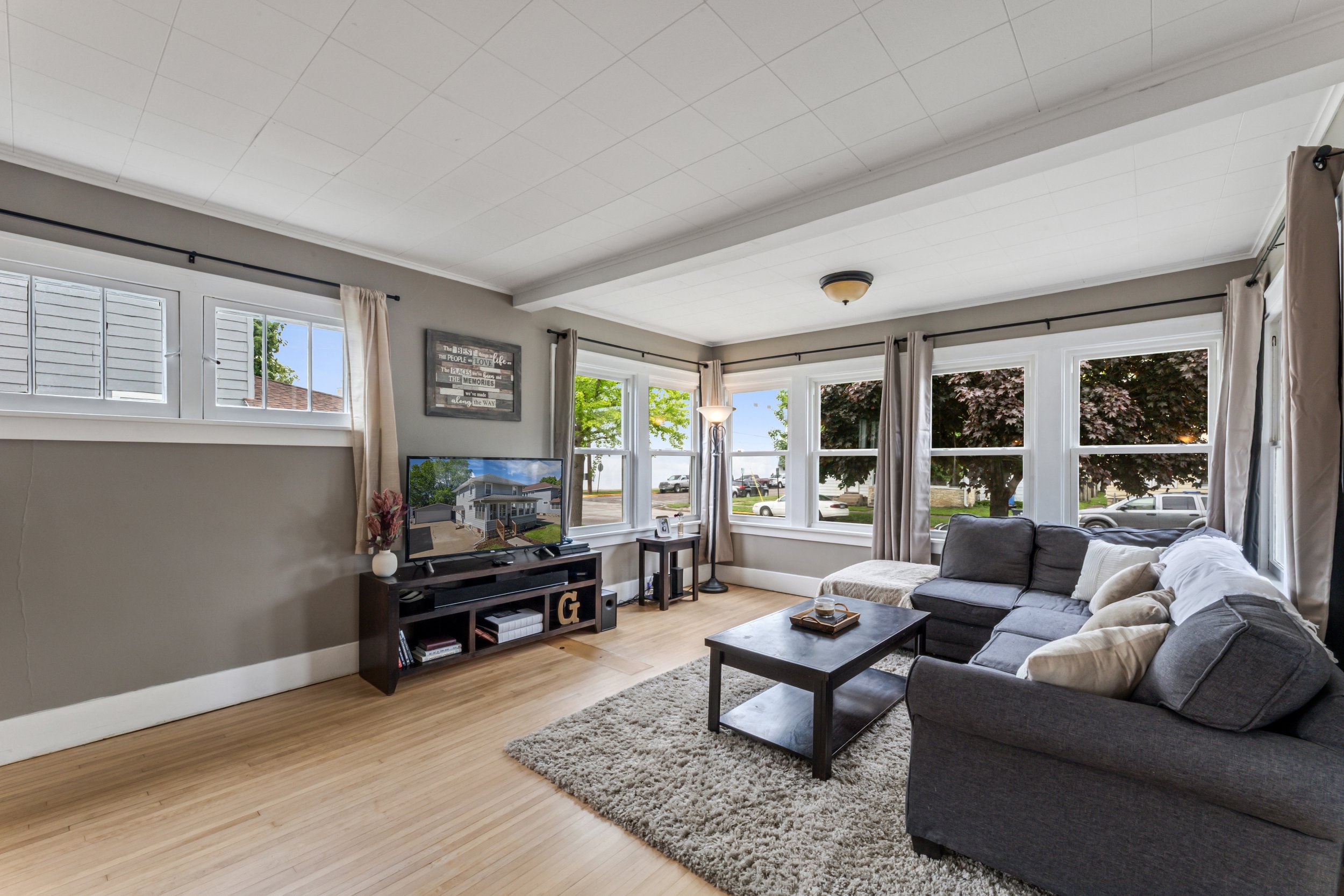 Modern living room in a house that has recently sold.