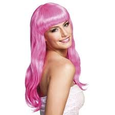Περούκα ροζ μακριά με αφέλειες