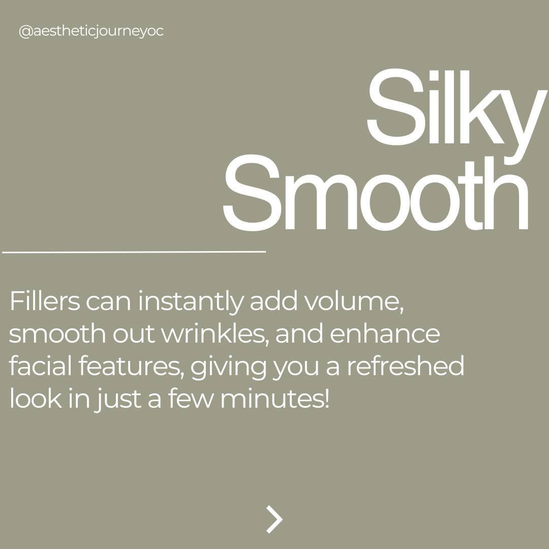 Instagram text image of dermal filler "fun fact" about how dermal fillers can help you achieve volume and smooth wrinkles.