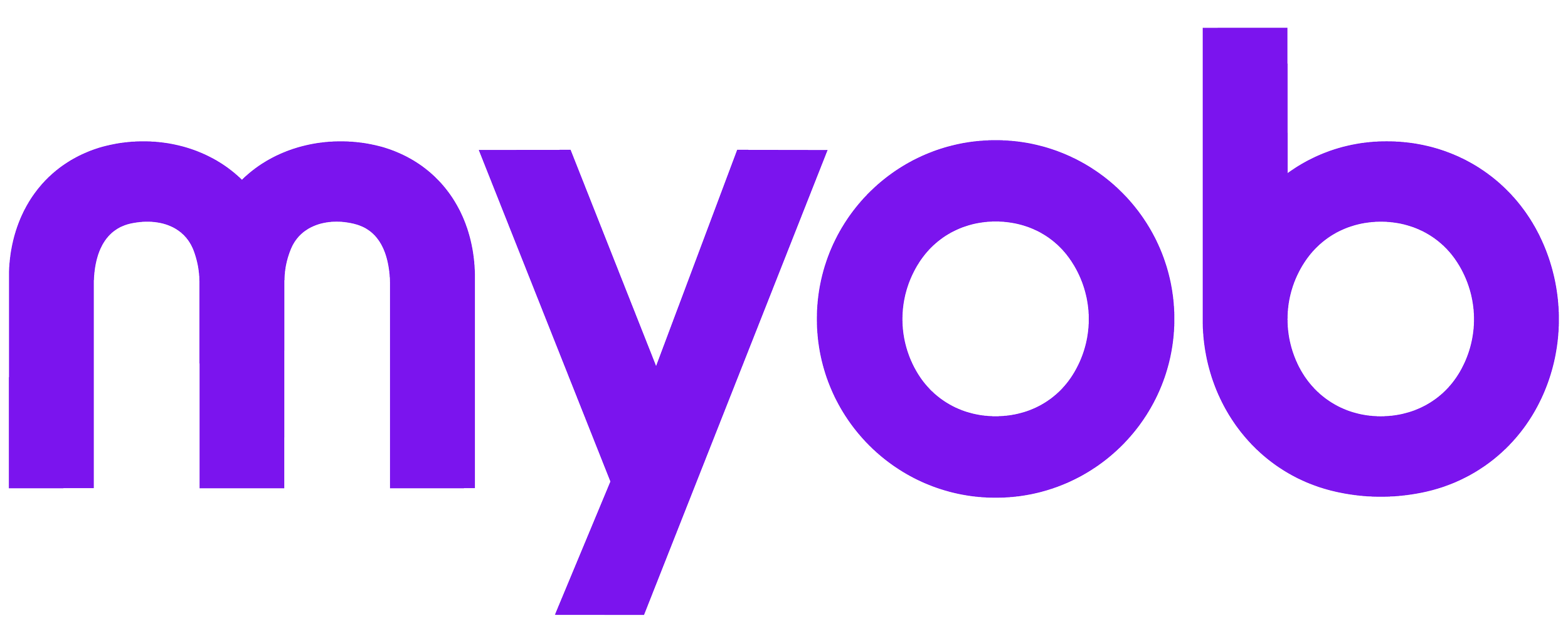 Myob logo in purple text on a black background