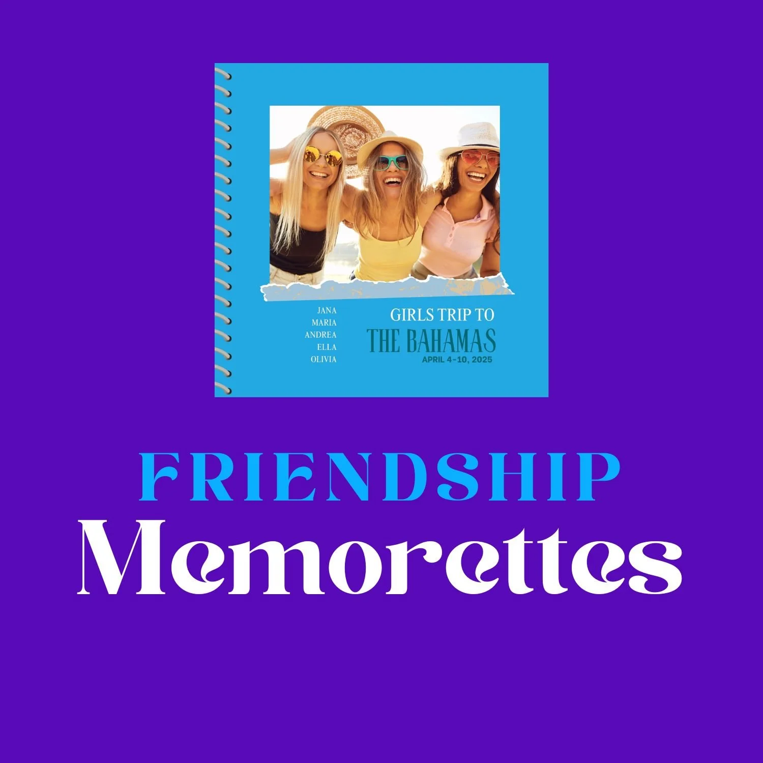 Picture of the Girl's Trip Memorette and words that say Friendship Memorettes