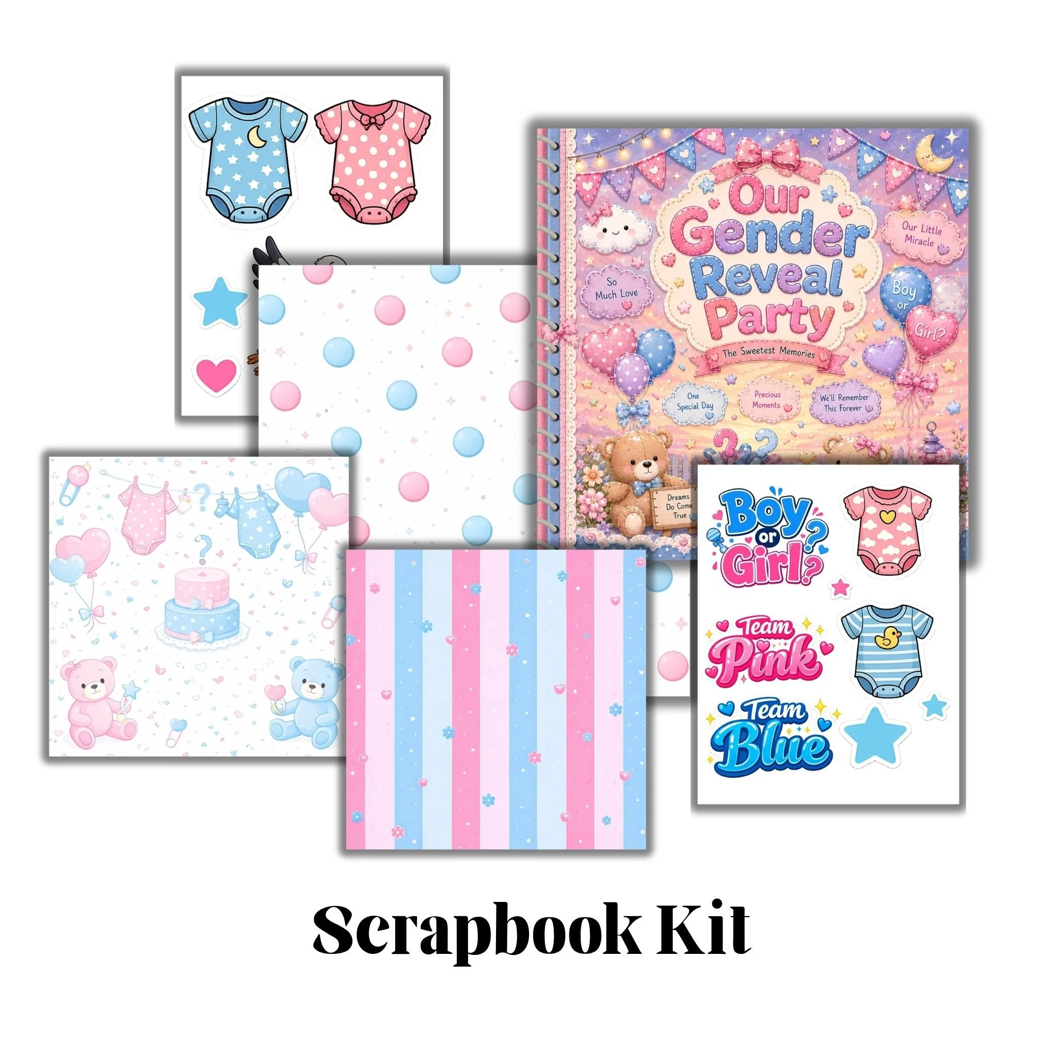Gender Reveal Party Scrapbook Kit