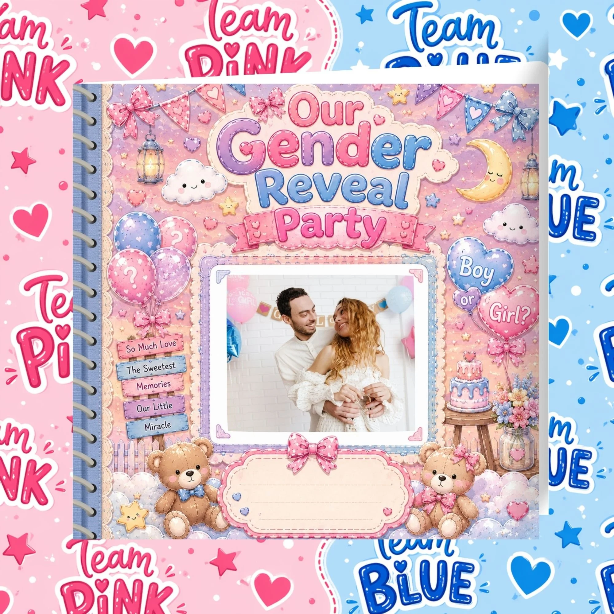 Gender Reveal Party Memorette Personalized Scrapbook