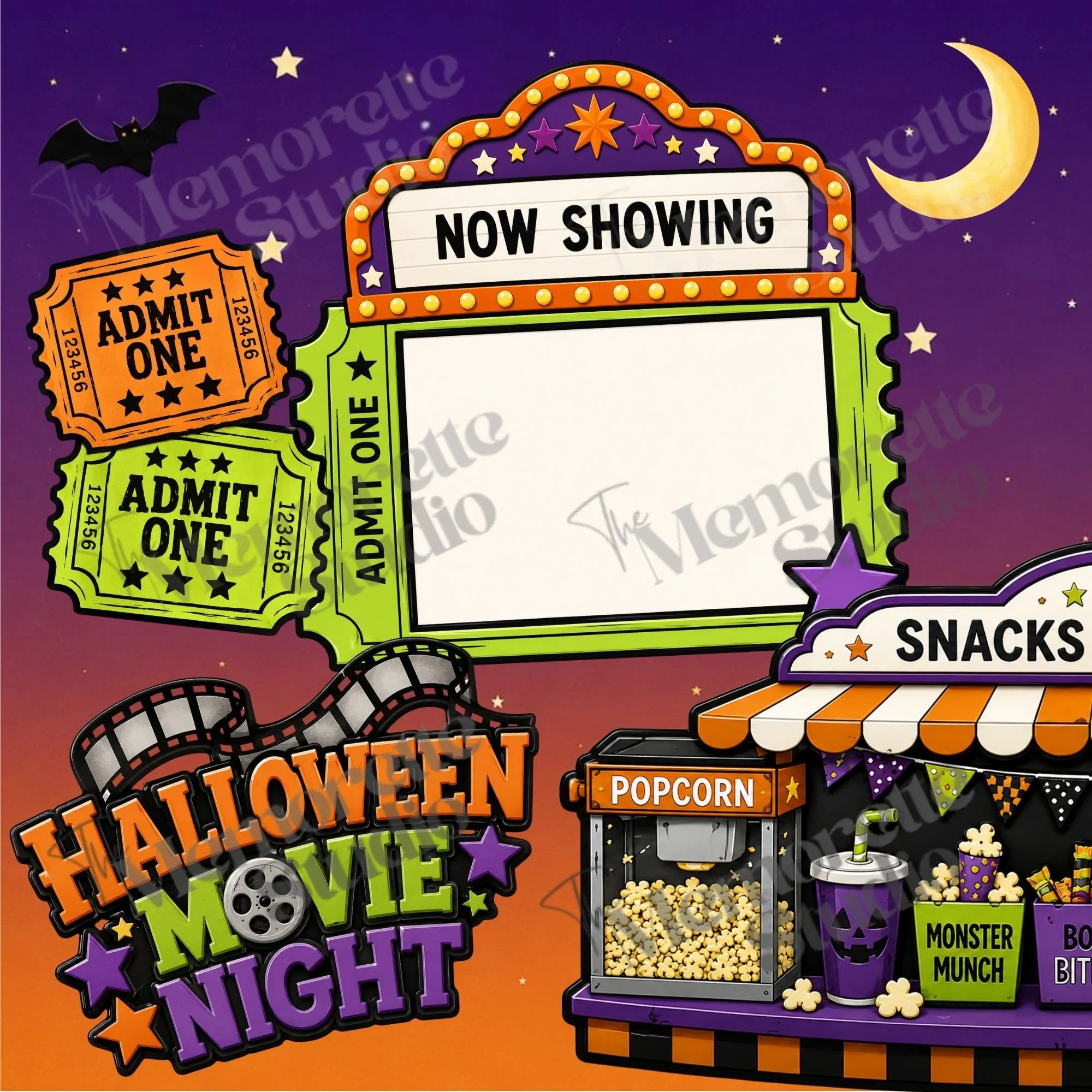 Halloween Movie Night Page Kit