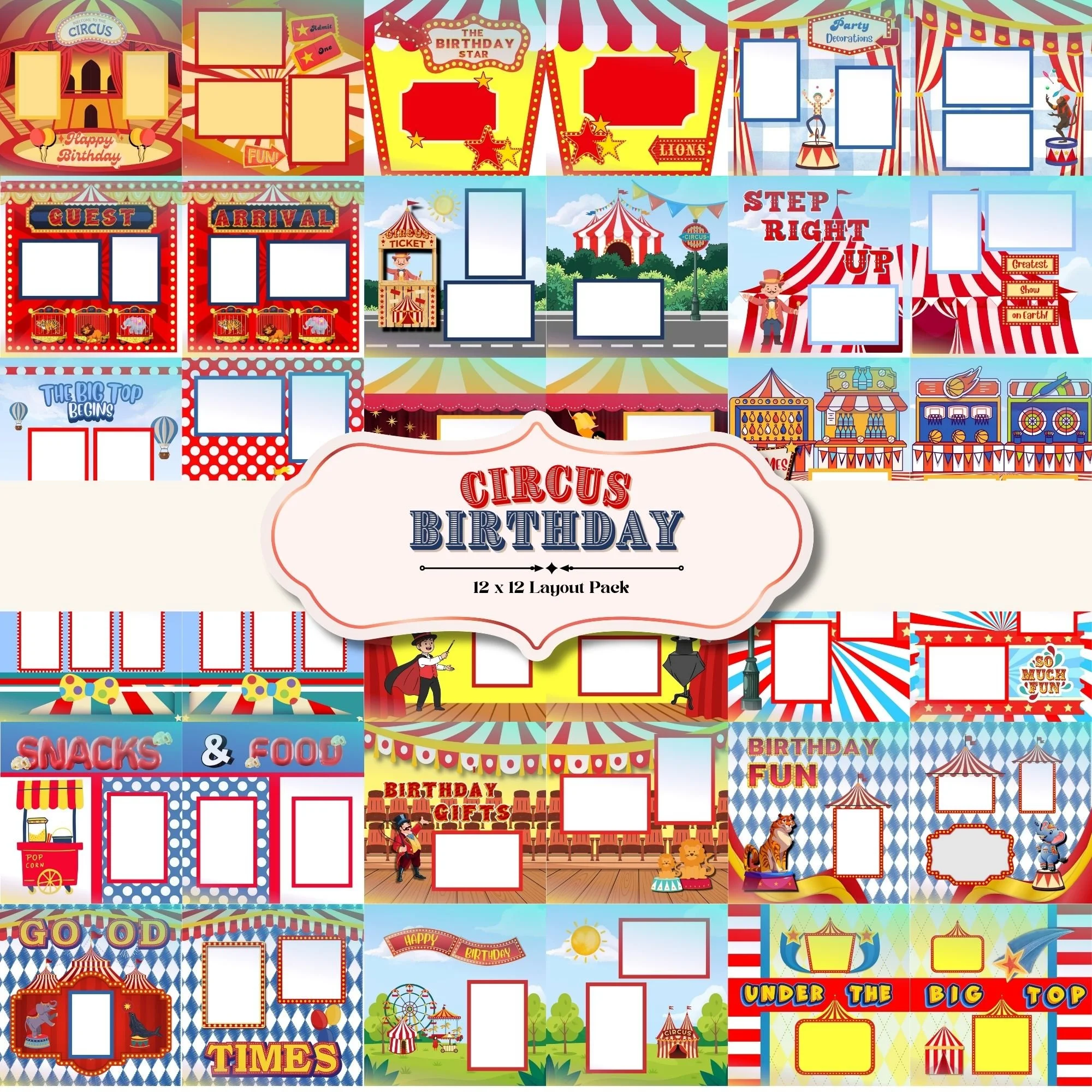 Circus Birthday Layout Pack