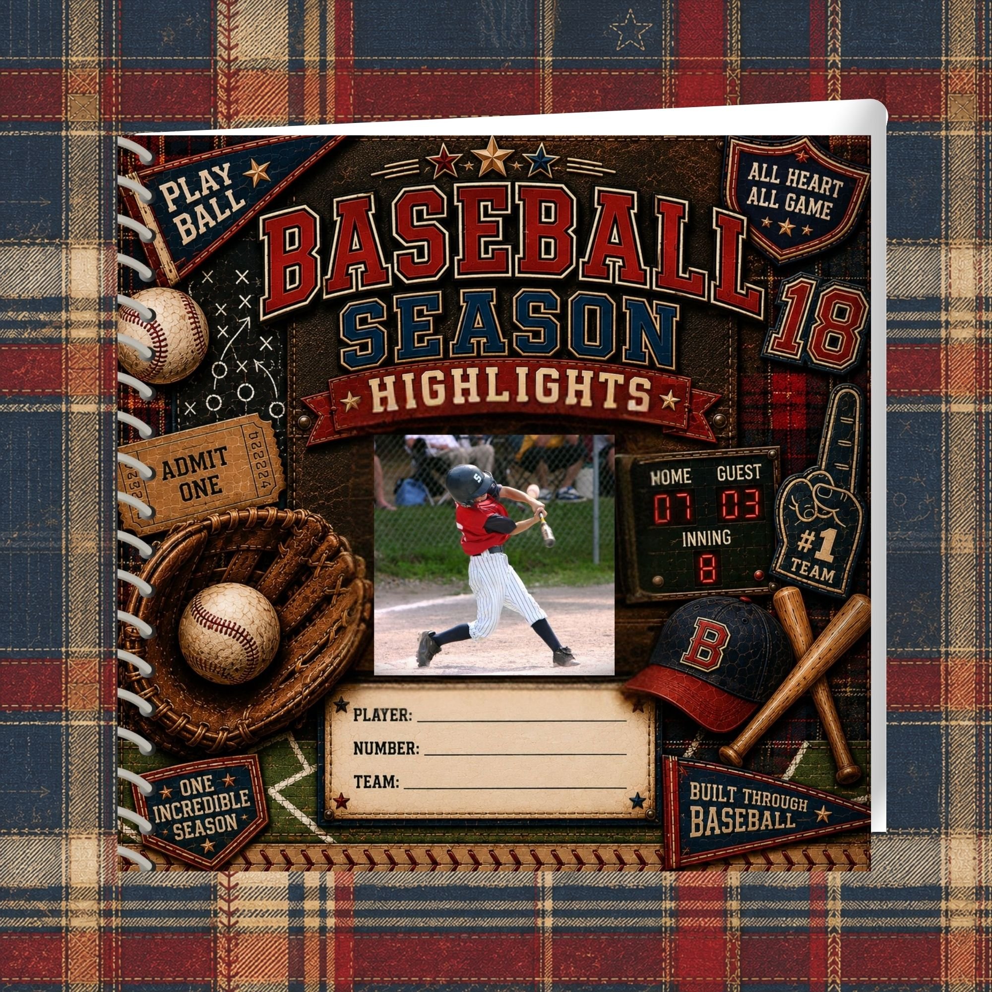 Baseball Memorette Personalized Scrapbook