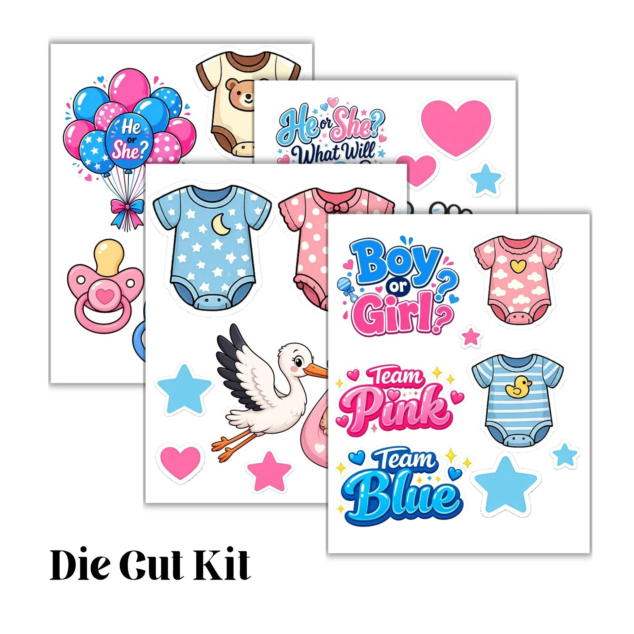 Gender Reveal Party Die Cut Pack