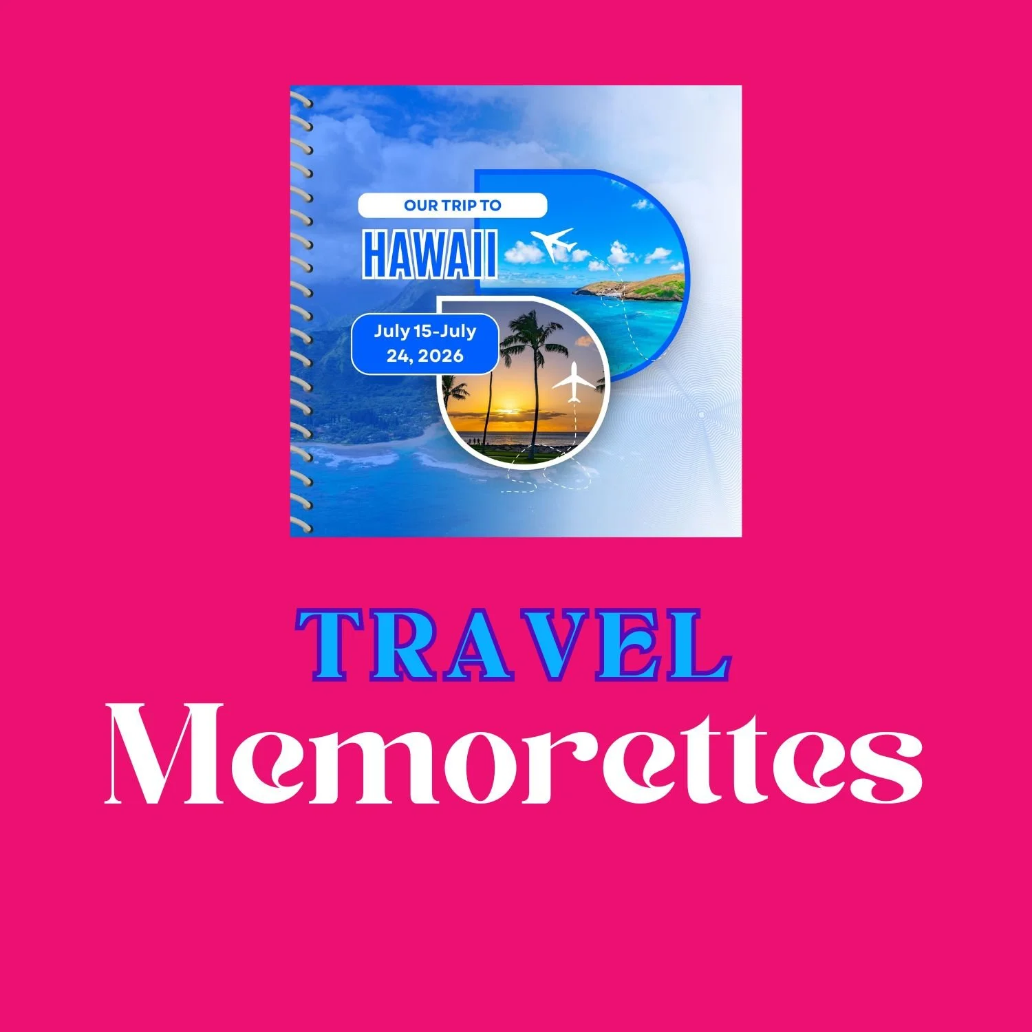 Picture of the beach travel memorette and words that say Travel Memorettes