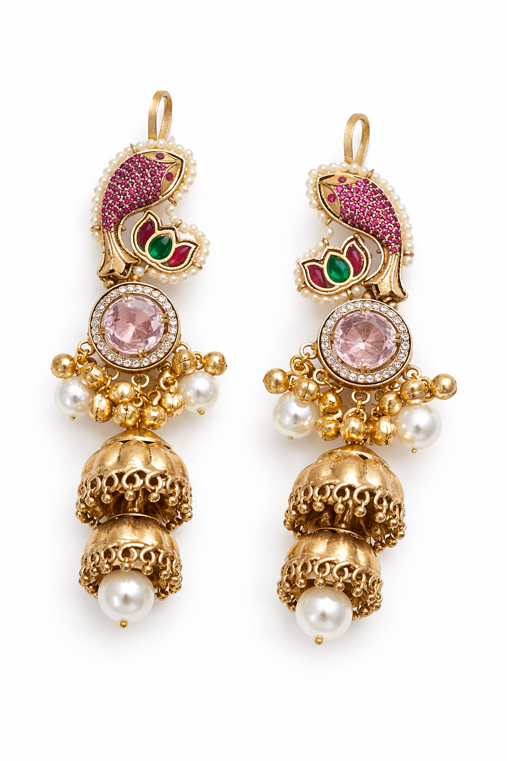 Kaanphool Jumki Earrings with Stones