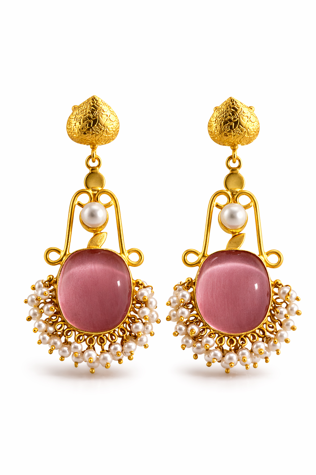 Elegant Pink Stone Earrings