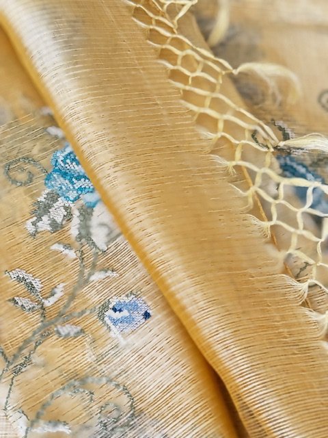 Hand Embroidered Tissue Doria Saree