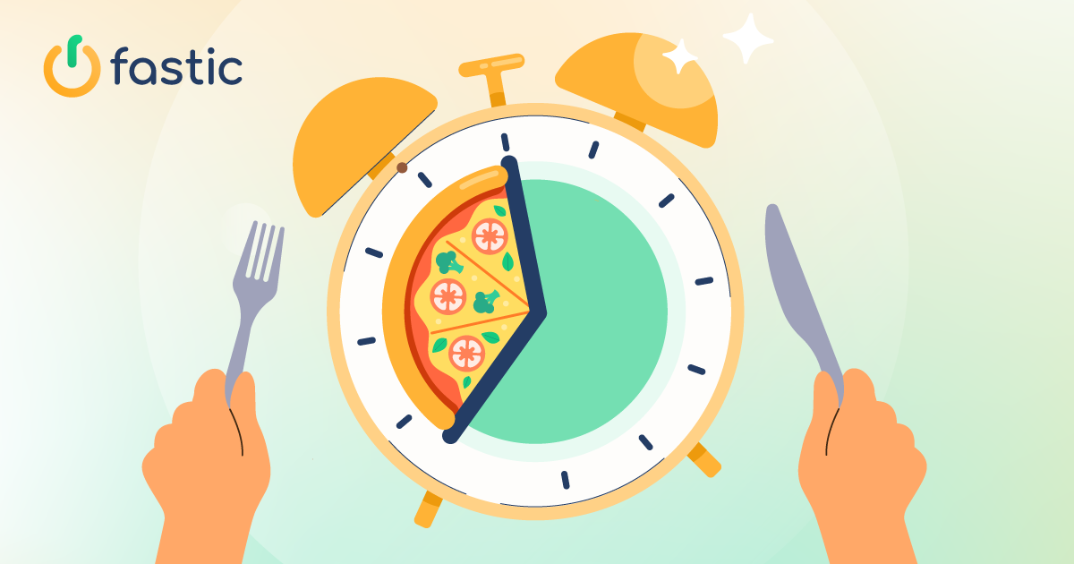Graphic from Fastic website, alarm clock as a plate with knife and fork