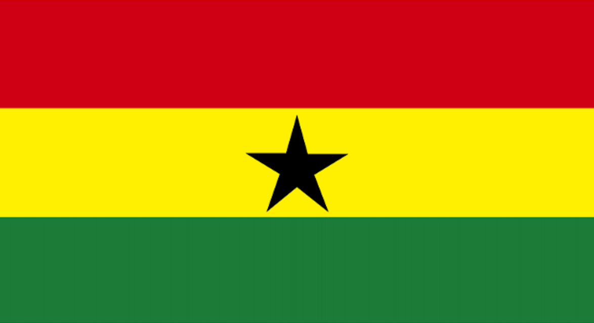 National flag of Ghana, red, yellow, green stripes, black star