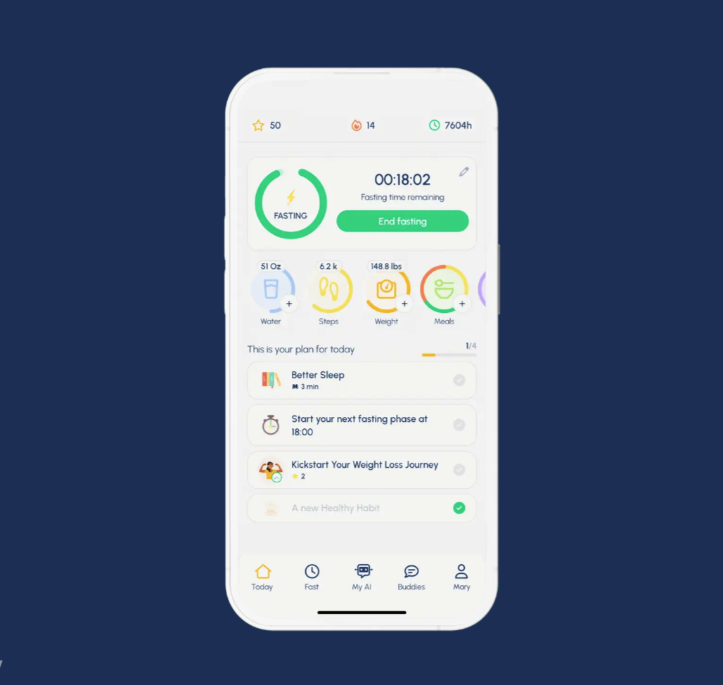 Graphic design showing screen from Fastic app