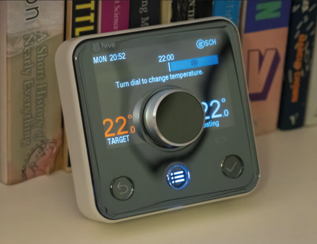 Hive Smart Home control panel displaying temperature and time