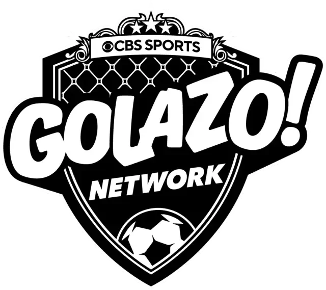 Logo for CBS Sports Golazo Network featuring a shield-shaped emblem with a soccer ball at the bottom, a banner with 'CBS SPORTS' at the top, and the words 'GOLAZO! NETWORK' in bold letters.