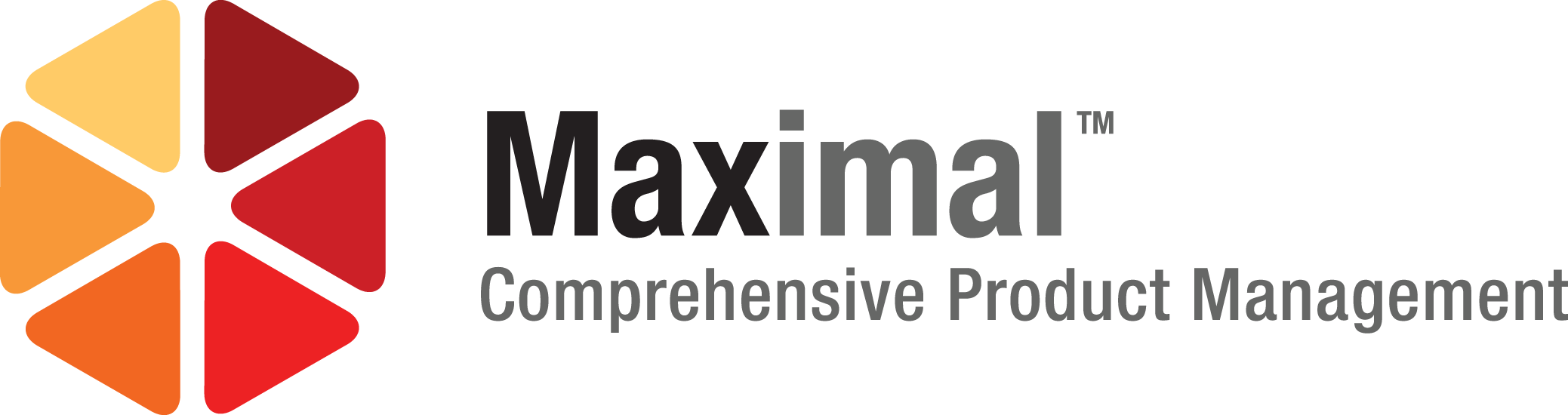 Maximal logo with hexagonal shapes in yellow, orange, and red, and the text 'Maximal' and 'Comprehensive Product Management'