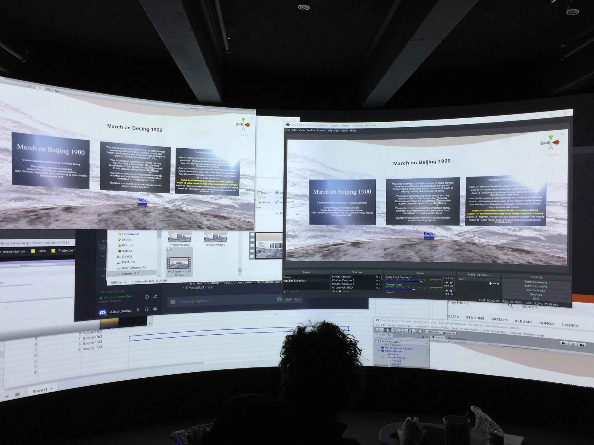 Working on Sebring's "March 1900" VR project at the Harvard Visualization Lab.