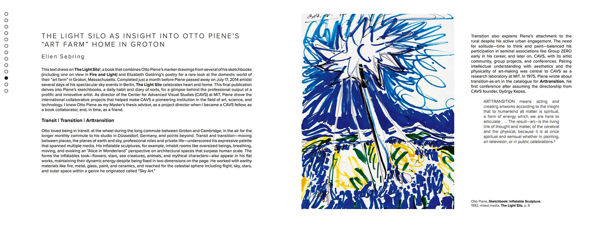 Sebring’s essay “The Light Silo as Insight into Otto Piene’s ‘Art Farm’ Home in Groton”