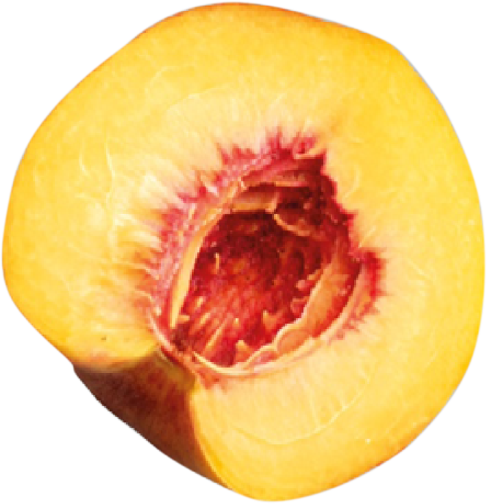 Pêche coupée en deux sans noyau.