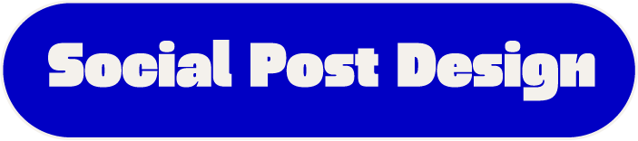 Logo avec le texte 'Social Post Design' en blanc sur un fond bleu.