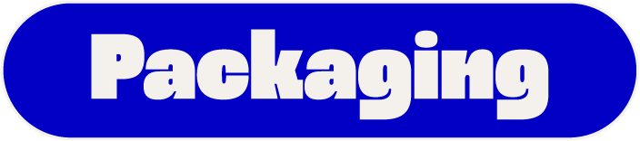Logo avec le mot 'Packaging' en lettres blanches sur un fond bleu