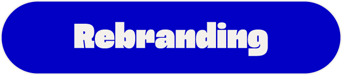 Logo avec le mot 'Rebranding' en blanc sur fond bleu