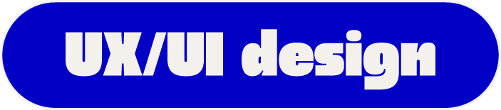 Logo avec le texte 'UX/UI design' en blanc sur un fond bleu