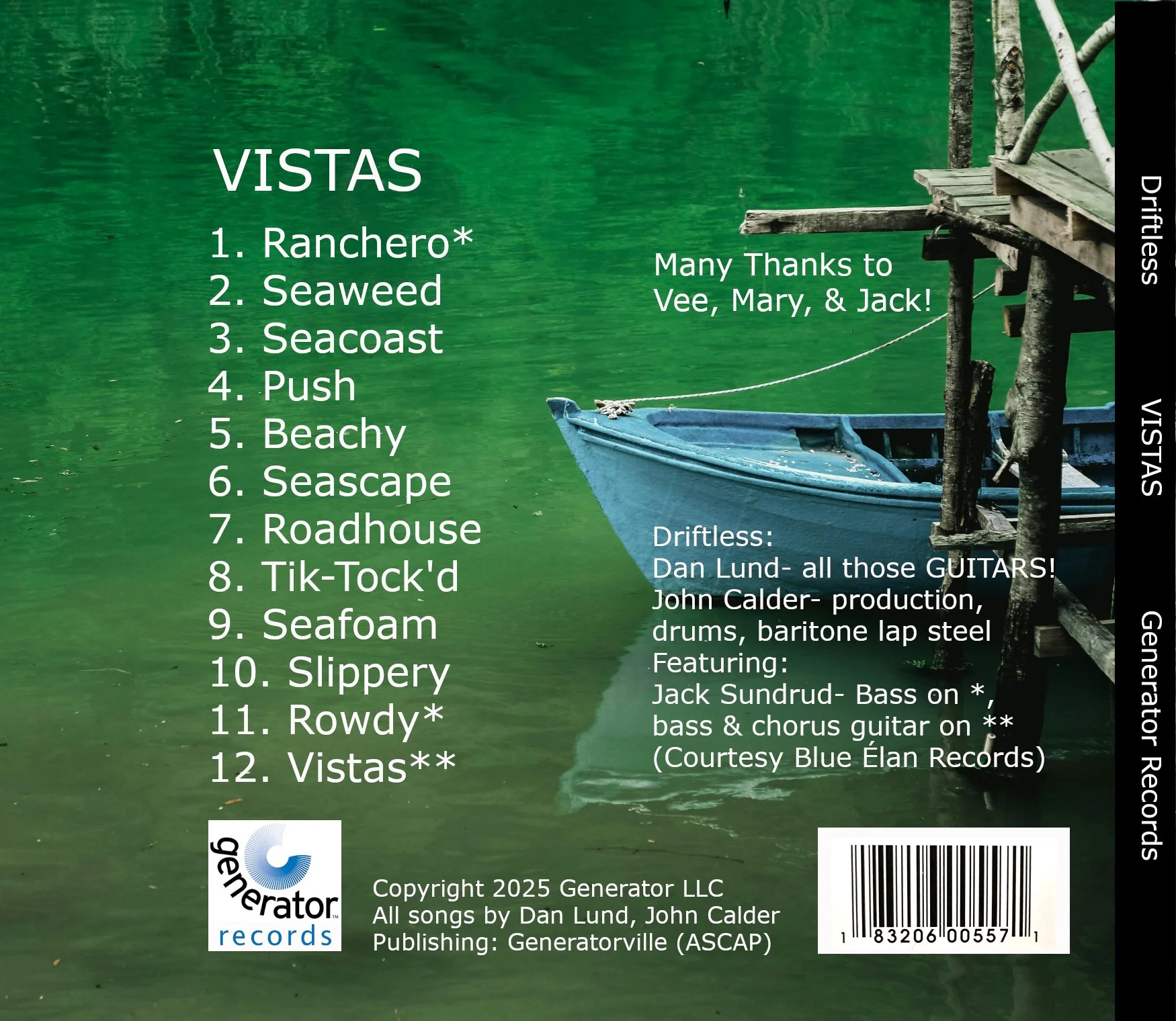 "Vistas" CD album back cover