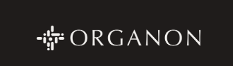 Organon logo on a black background.