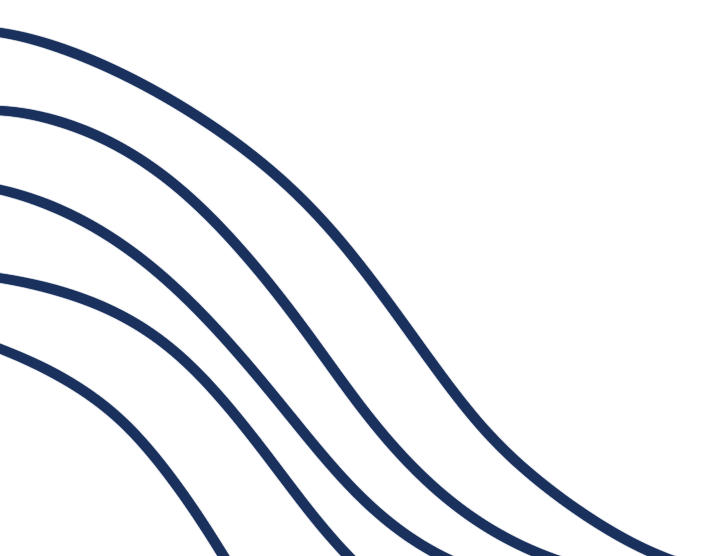 A graphical representation of a downward trend with five blue curved lines on a black background.