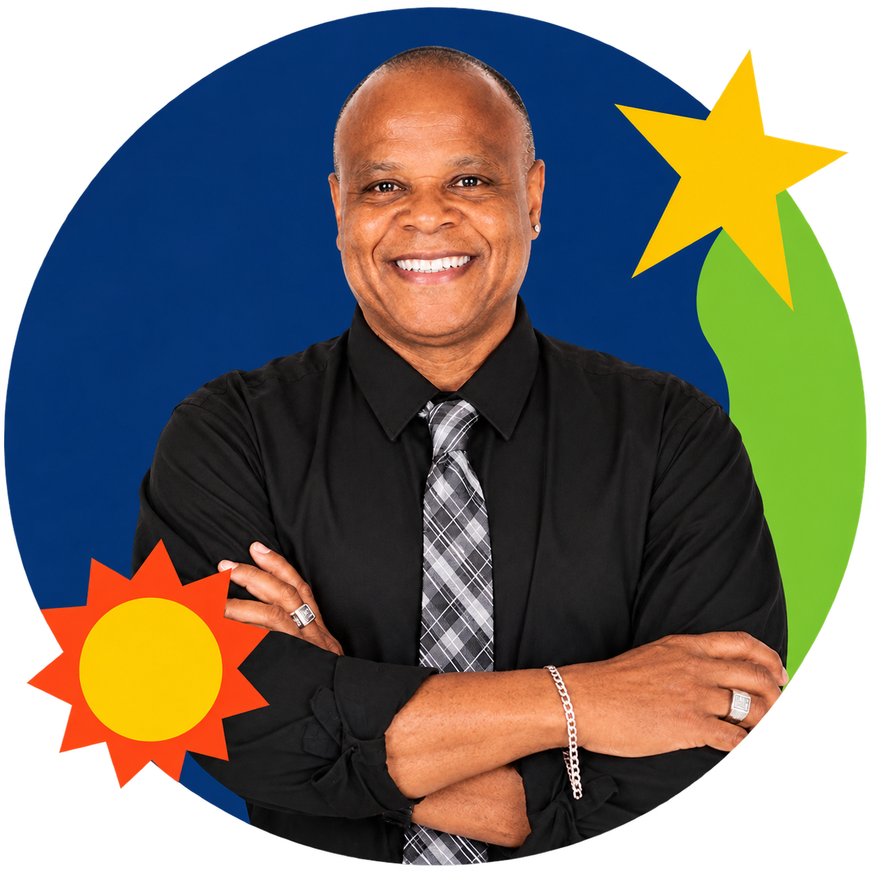 Resident Coordinator Graphic Blue, Stars, Sun