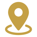 Map pin icon on a black background.