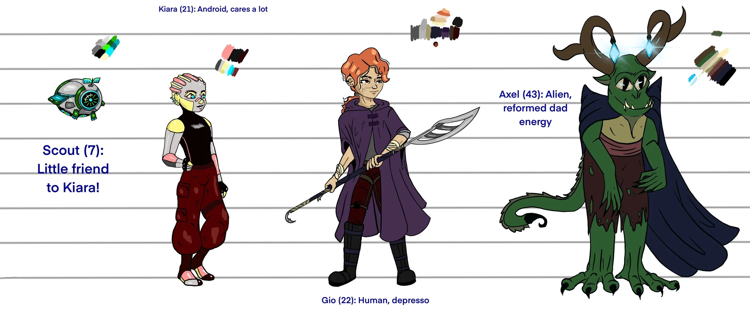 Character Lineup for Opportunity, Curiosity, Explorer