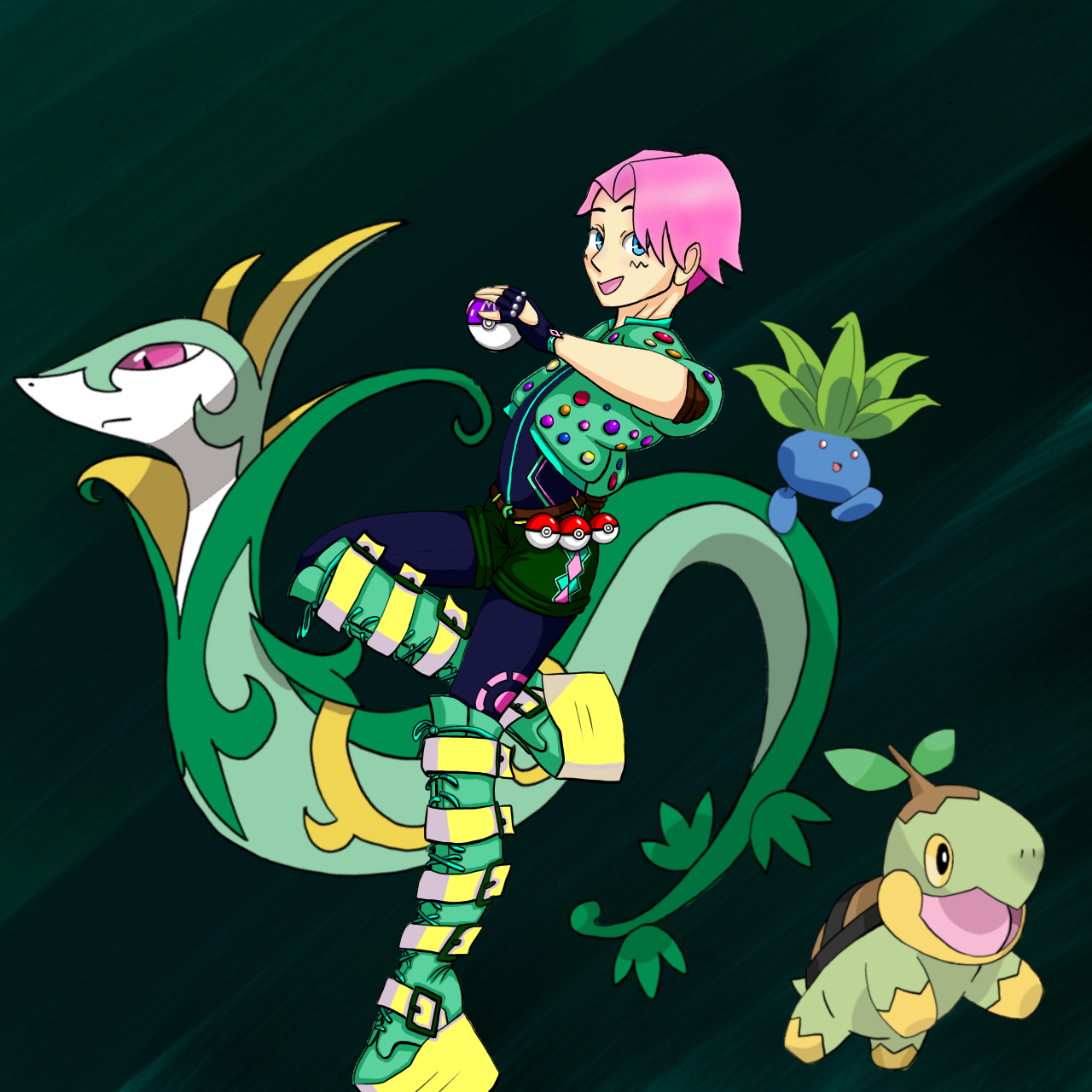Commission for Calypso: Grass Type Pokemon Gym Leader
