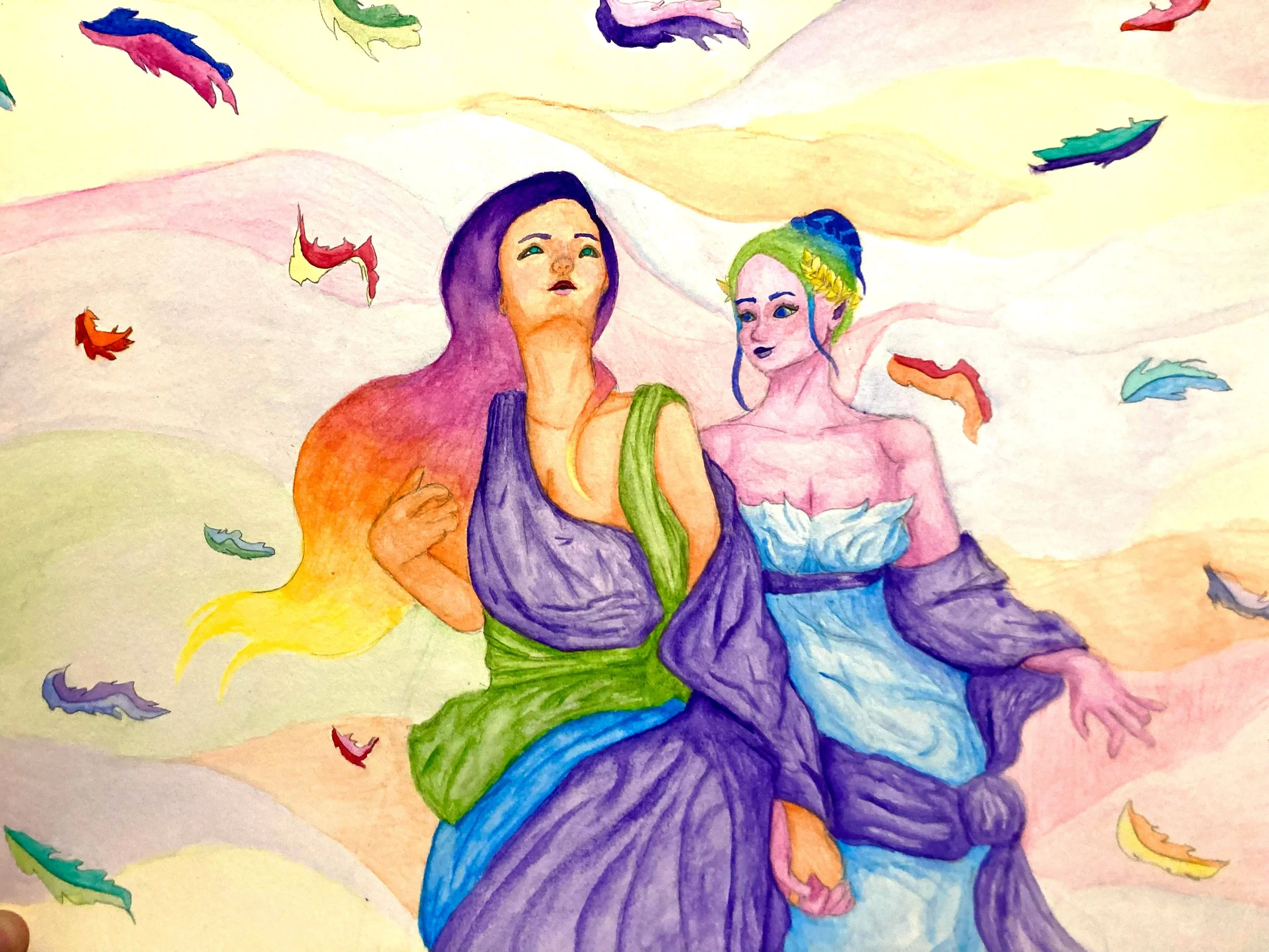 Statue Reference Study One: Watercolors, 9" x 12"