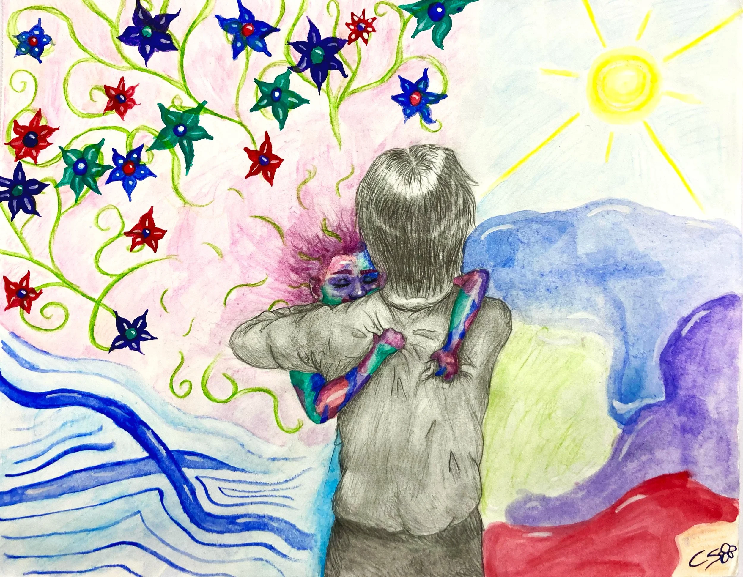 Peace in Polarity: Watercolors and graphite, 9" x 12"
