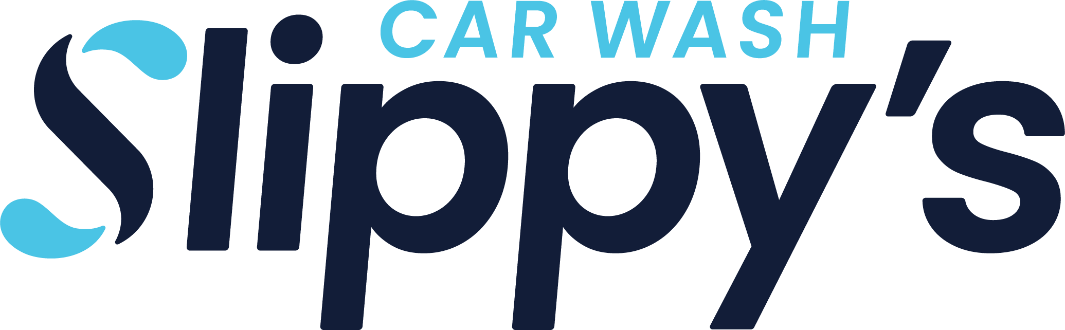 Sign for a car wash and supply business with blue and black text.
