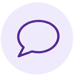 Purple speech bubble icon inside a white circle