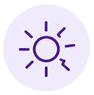 A simple line drawing of the sun with rays radiating outward on a white background.