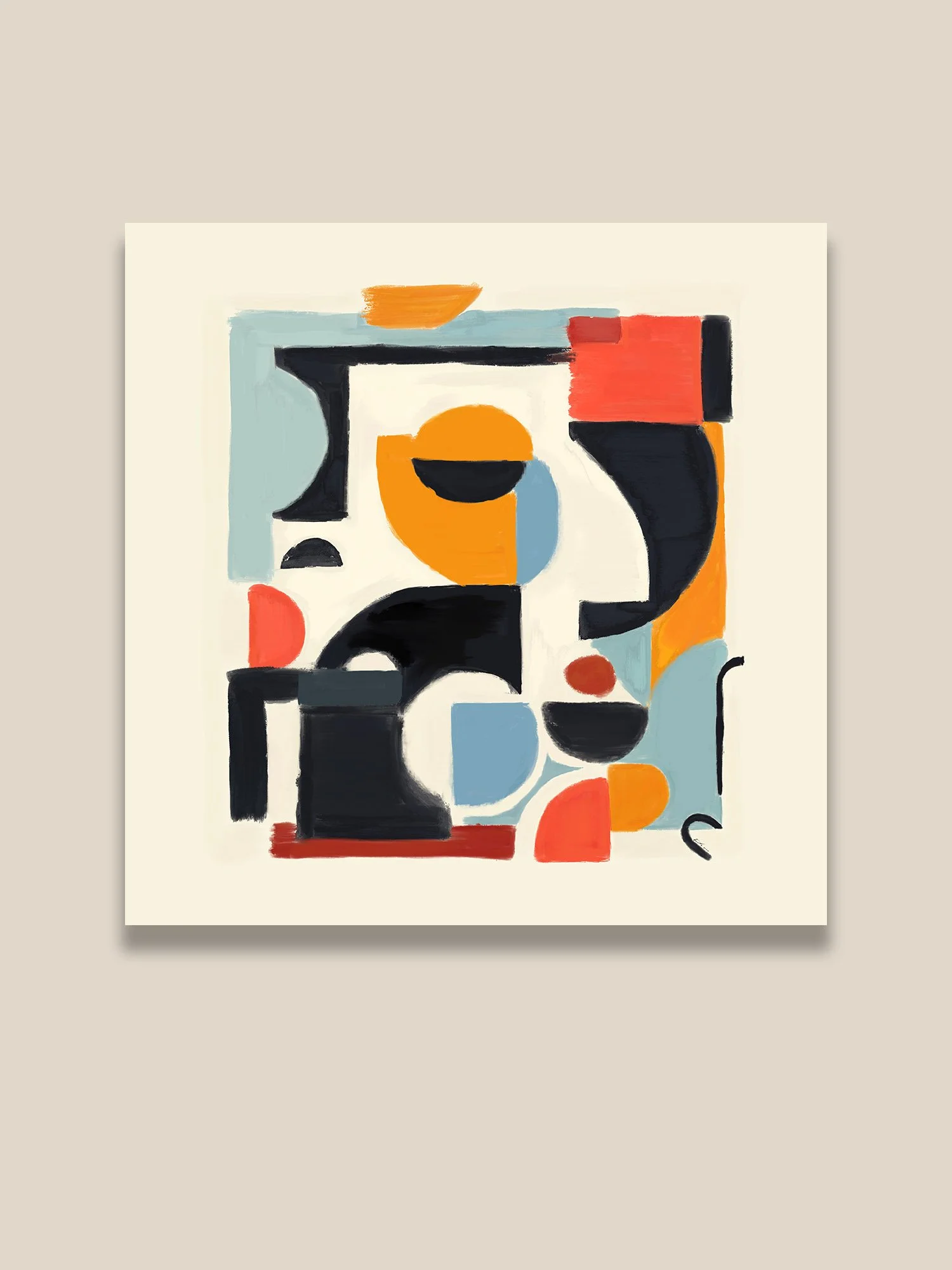 Abstract Cubist portrait constructed through geometric shapes and modern color blocking in a contemporary digital painting by Farron Khan.