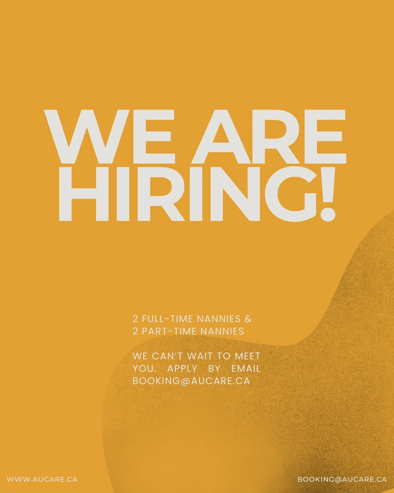 AuCare is expanding, and we&rsquo;re looking for experienced childcare providers to join our team. ✨

Whether you&rsquo;re searching for full-time stability or flexible part-time work, we have opportunities available for nurturing, dependable caregiv