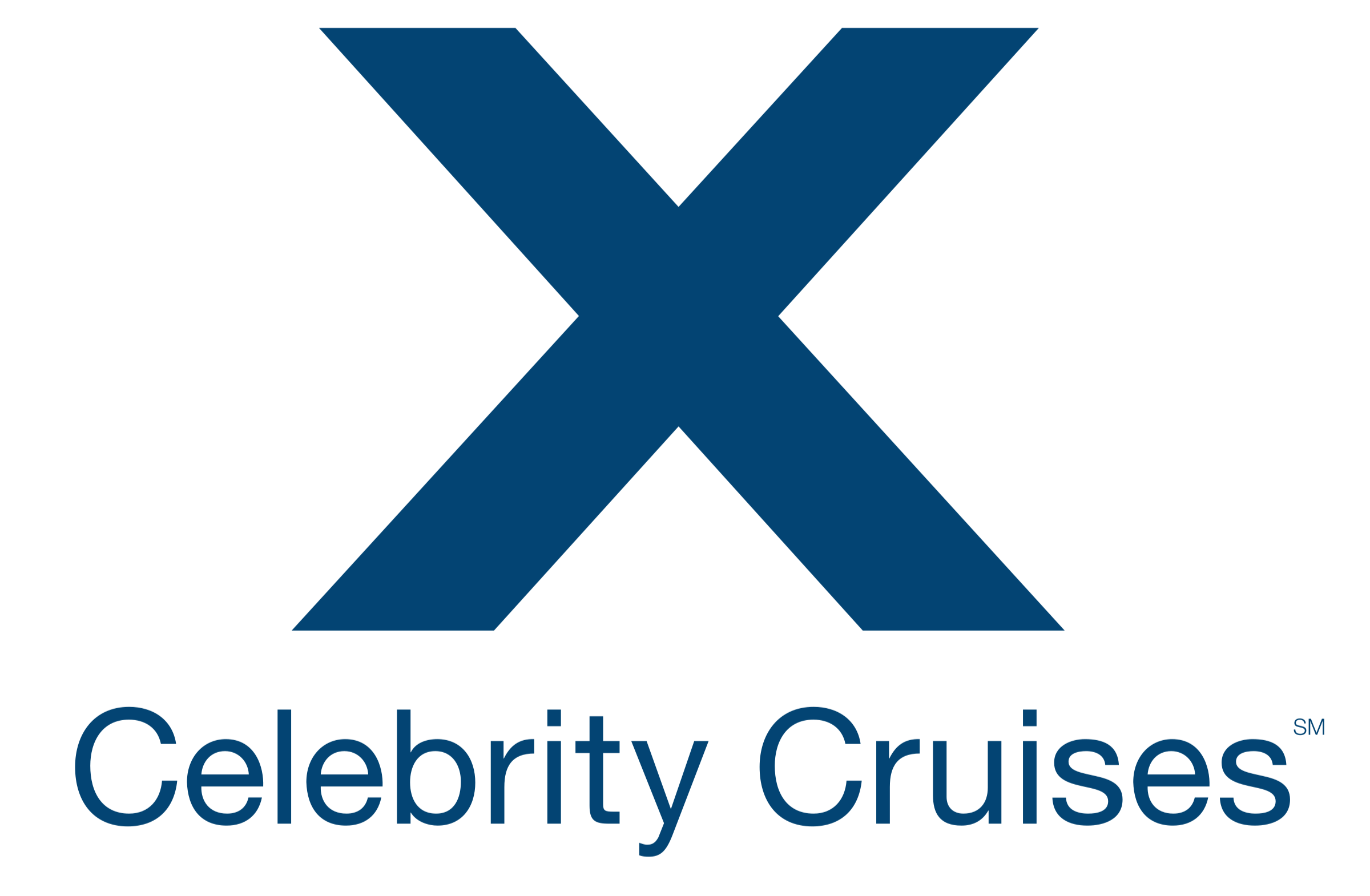 Celebrity Cruises logo with a large blue 'X' above the words 'Celebrity Cruises' in blue text.