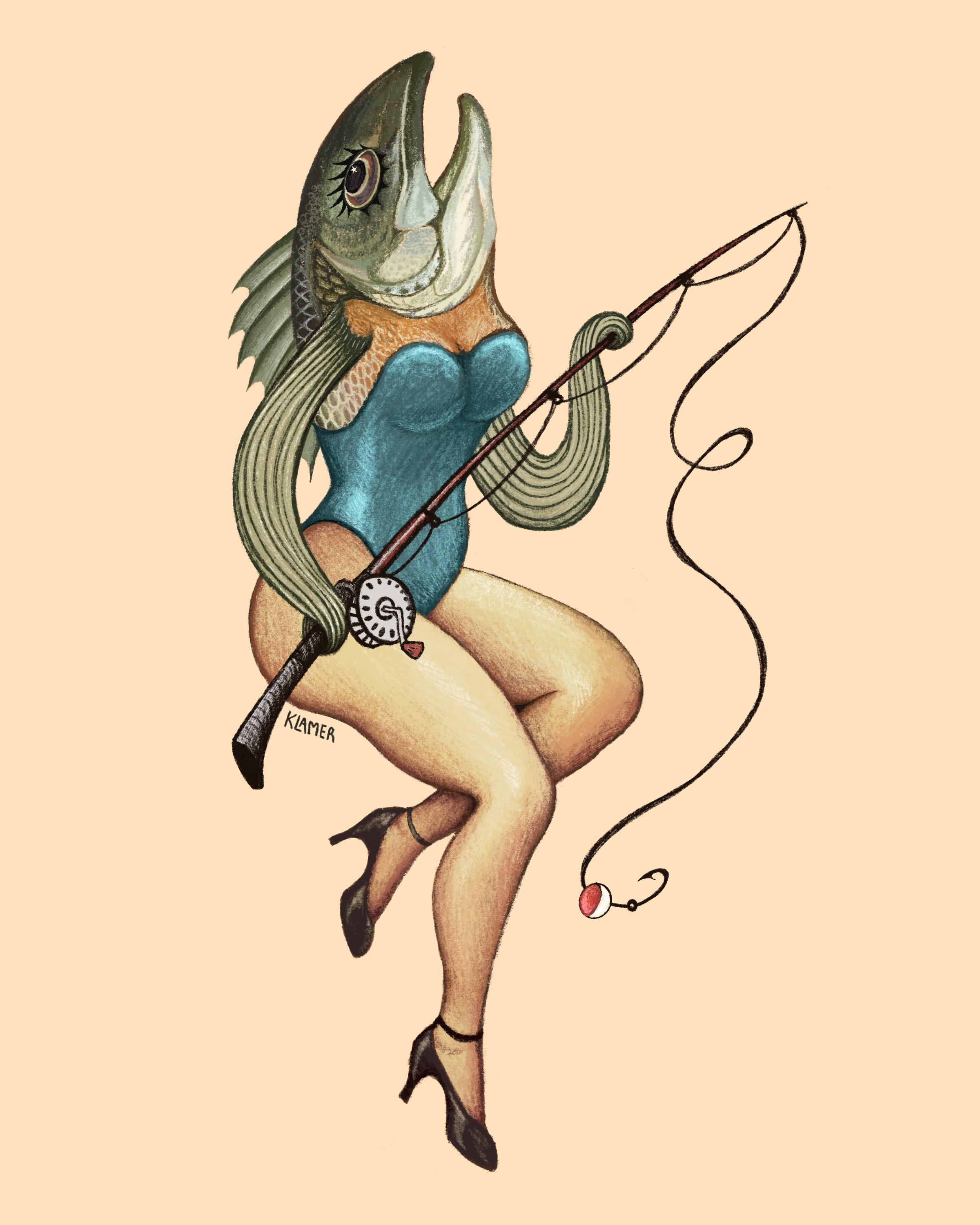 Bluegill Pinup, 8x10, Procreate