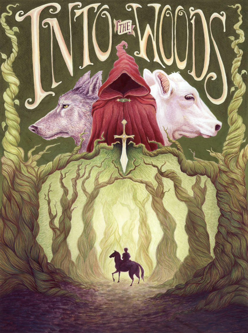 Into The Woods Poster, 16x22, Gouache on paper