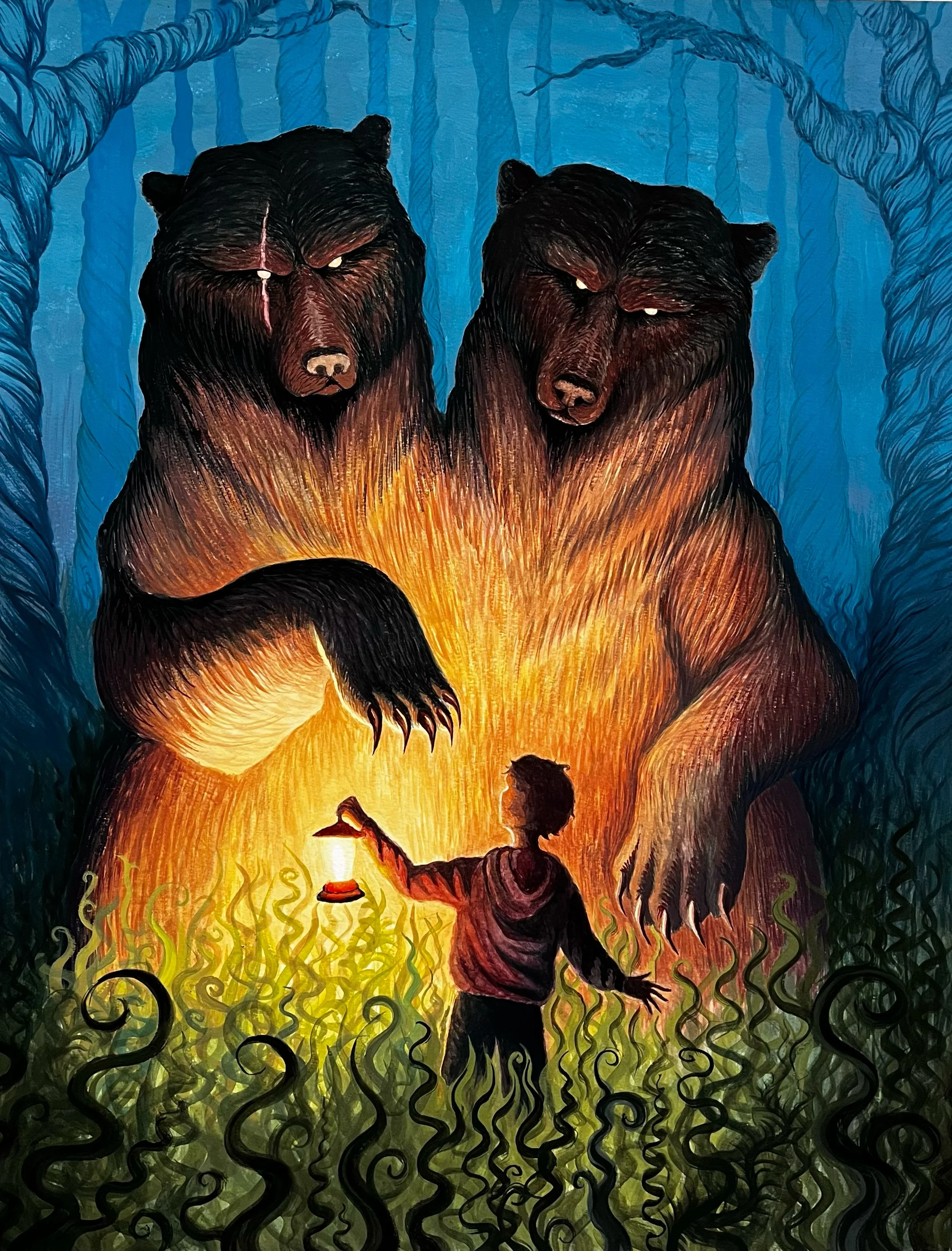 The Two Headed Bear, 22x28, gouache on paper