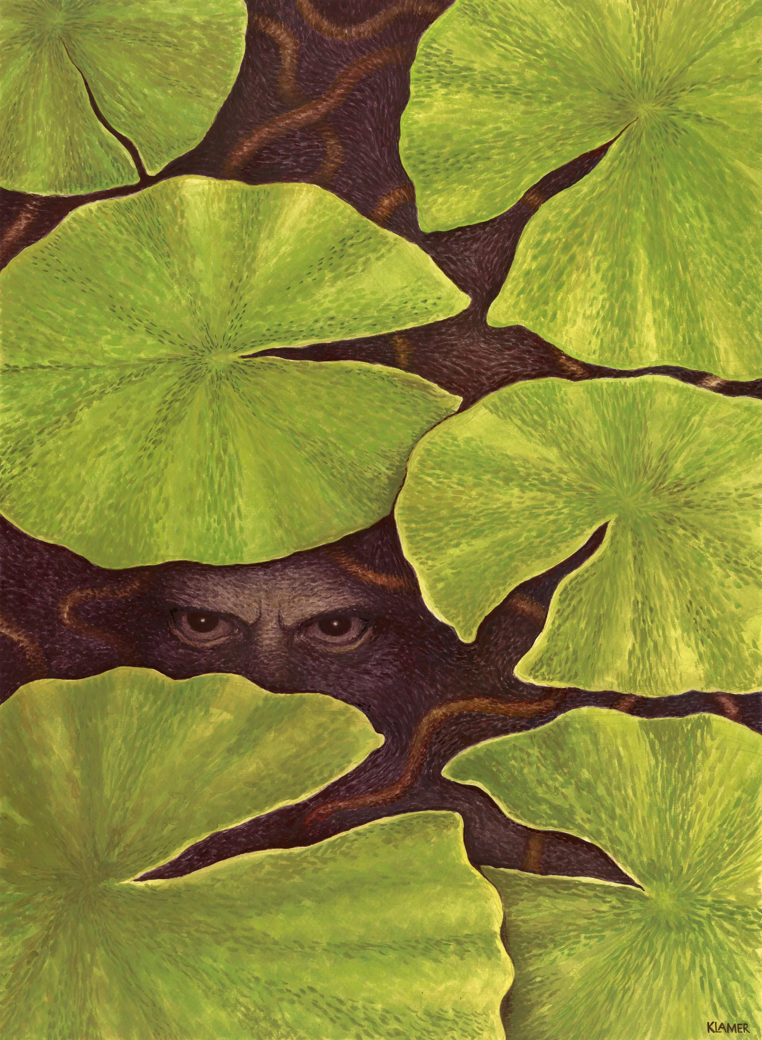 Pond Water Souls, 16x22, gouache on paper