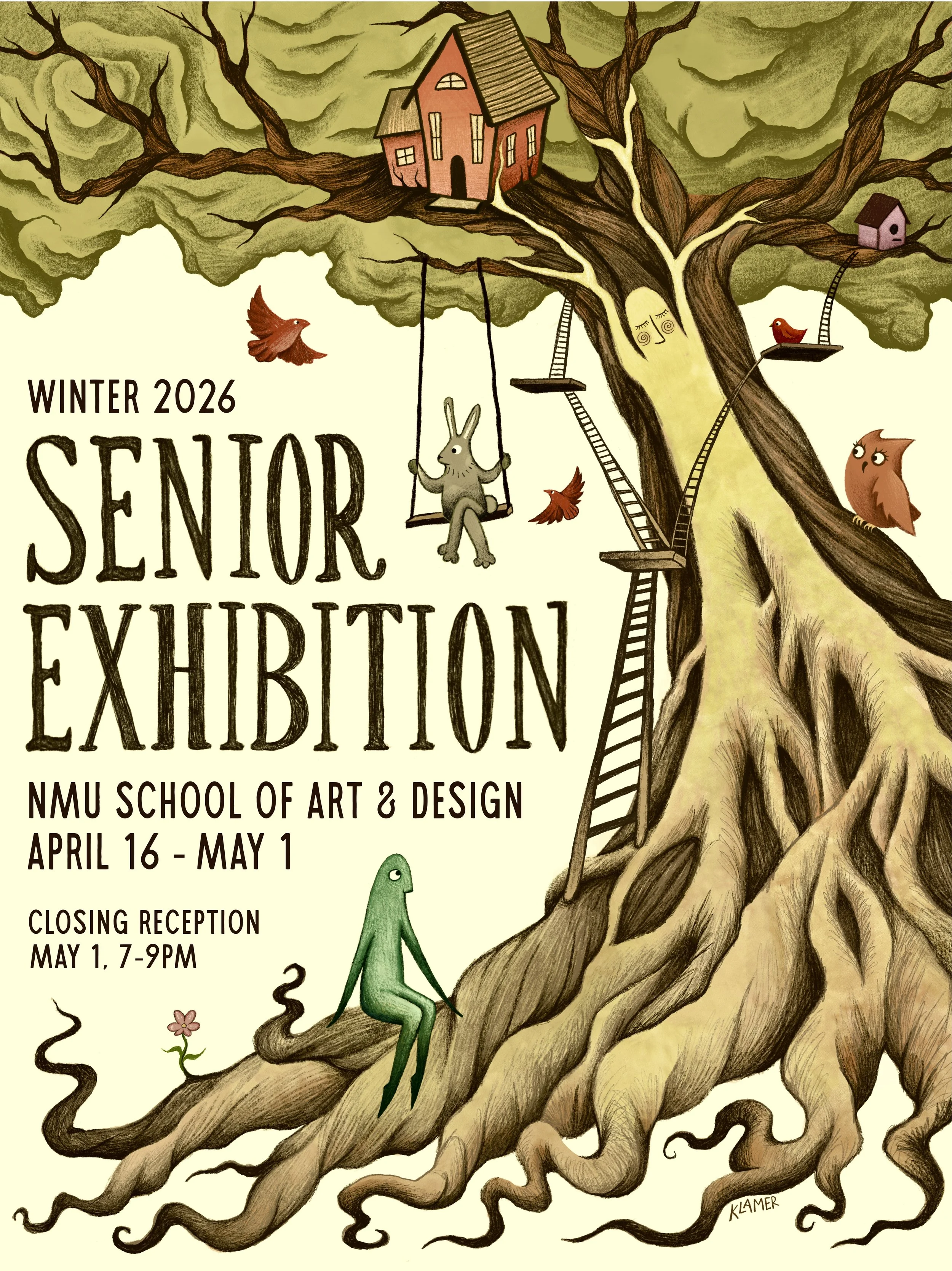 NMU Senior Exhibition Poster, 18x24, Procreate