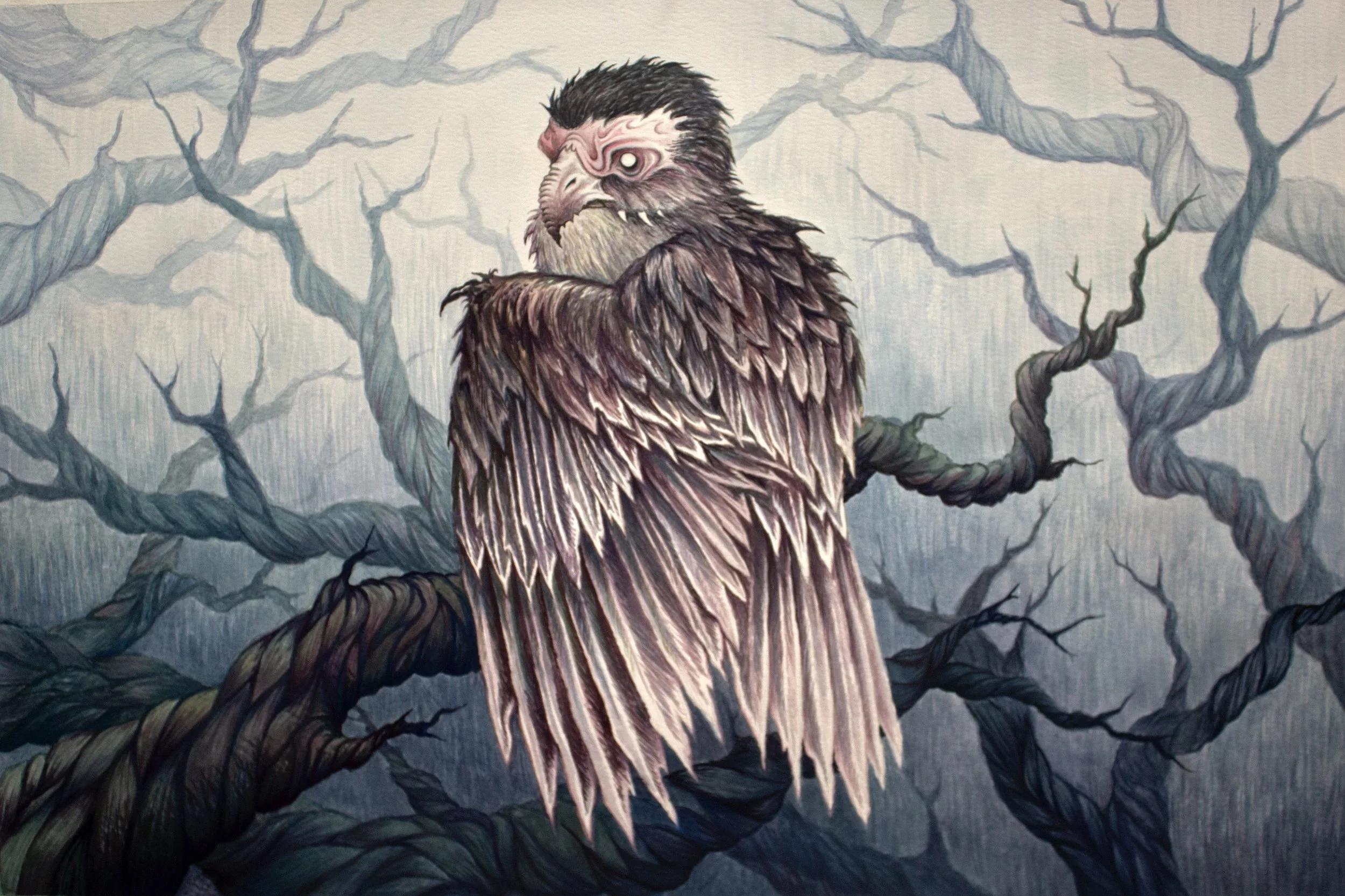 The Strix, 21x14 gouache on paper
