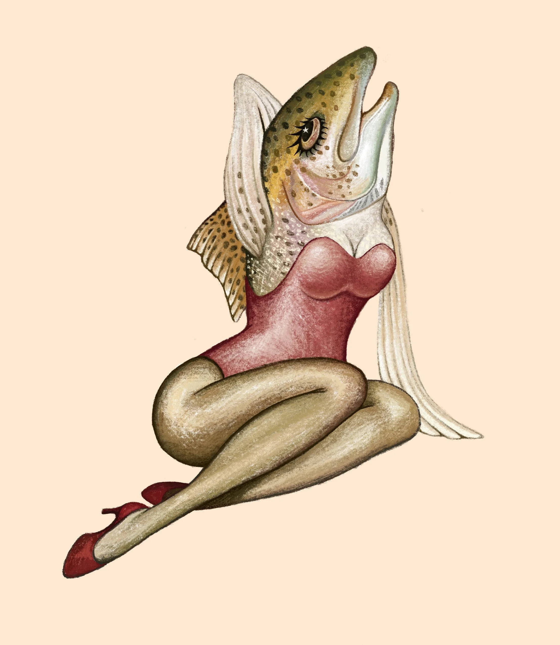 Trout Pinup, 8x10, Procreate